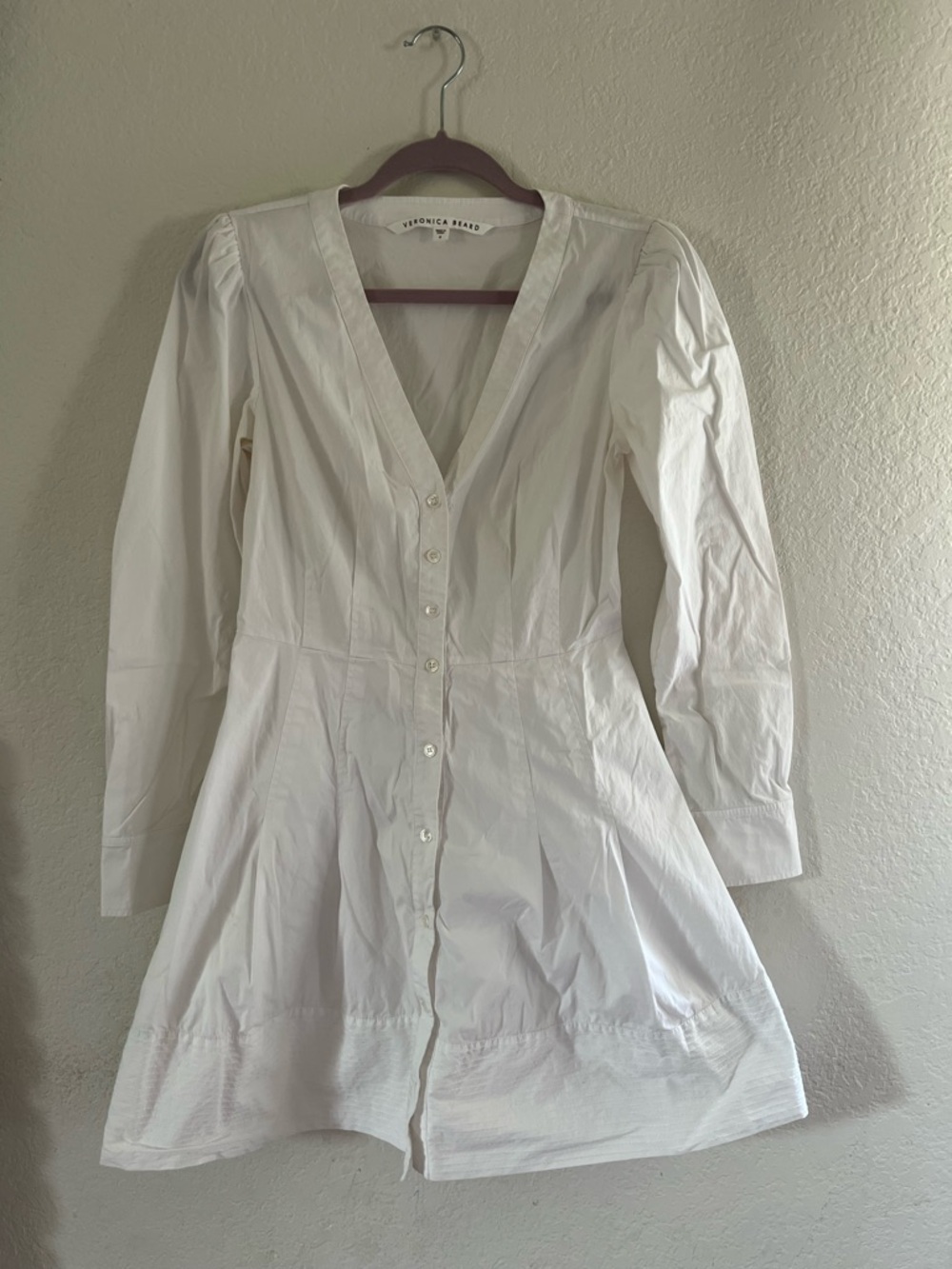 Veronica Beard White Button-Front Dress Shirt